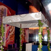 Synagogue Chuppah - Anshei Sphard Beth El Emeth Congregation, Memphis, Tennessee - This simple, elegant white-on-white design echoes the motif found in the colorful sanctuary mural.