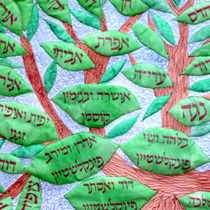 Family Tree Quilt 36" X 36" Hand painted silk