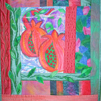 Pomegranate wall quilt, 18" X 20" Mixed Media