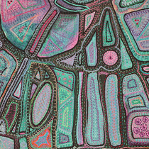 Hand Embroidered Wall Art, 20" x 20" Silk and cotton