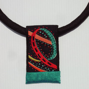 Hand embroidered choker necklace. Japanese cotton and silk